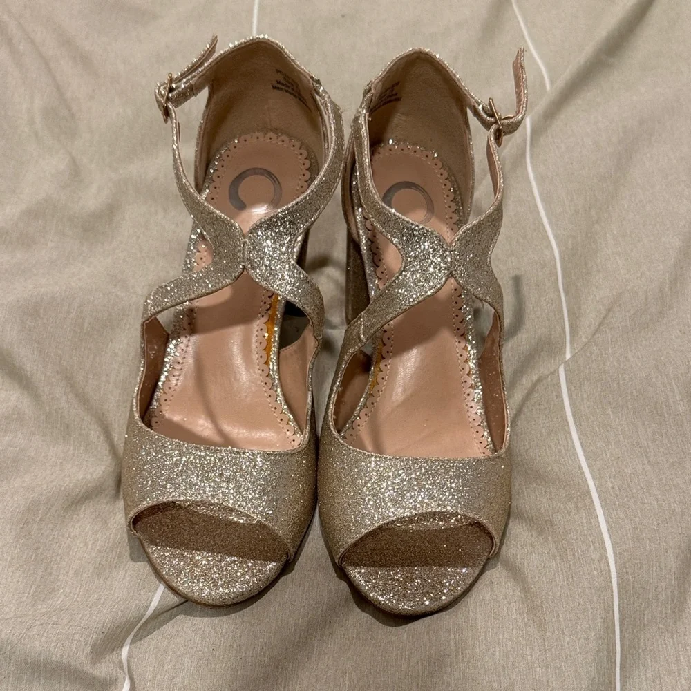 Shimmering Gold Strappy Heels